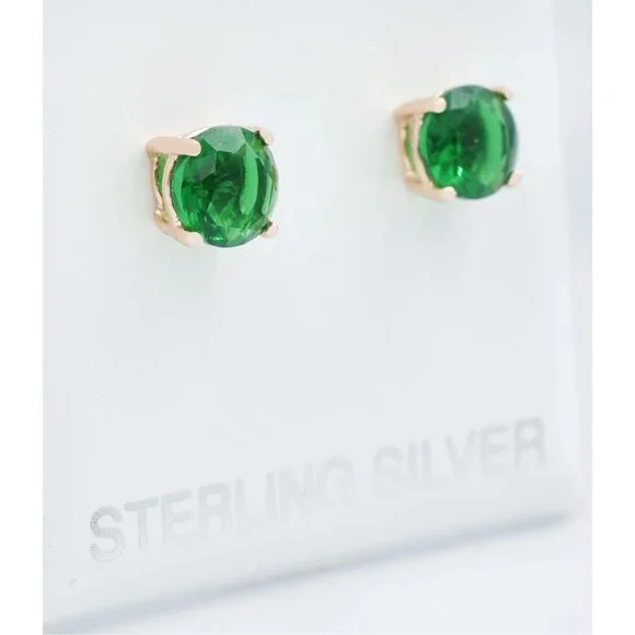 Created 1.86 Cts Emerald Stud Earrings 14k Rose Gold Plated - Picture 3 of 3